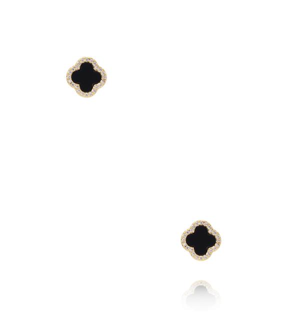 Zestaw złotych kolczyków z kolorowymi detalami i cyrkoniami KMB0037