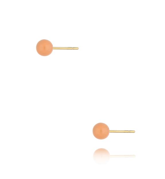 Kolczyki kulki z brzoskwiniową emalią 4 mm Enamel Balls KSA1578