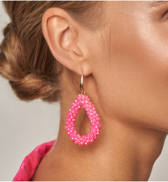 Kolczyki z kryształkami malinowe łezki Luminous KWE0040