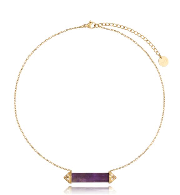 Naszyjnik z ametystem i cyrkoniami Cristal Stone NLB0264
