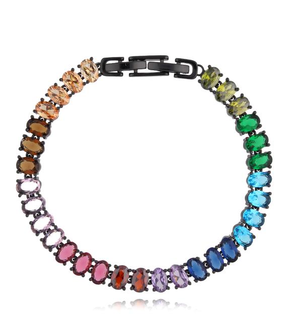 Bransoletka tenisowa kolorowa z kryształkami Multicolor Cristals BSS0182