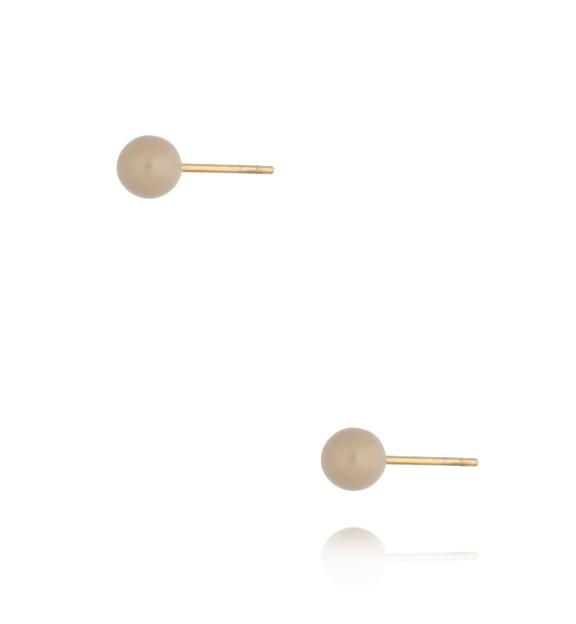 Kolczyki złote kulki z beżową emalią 5 mm Enamel Balls KSA1424