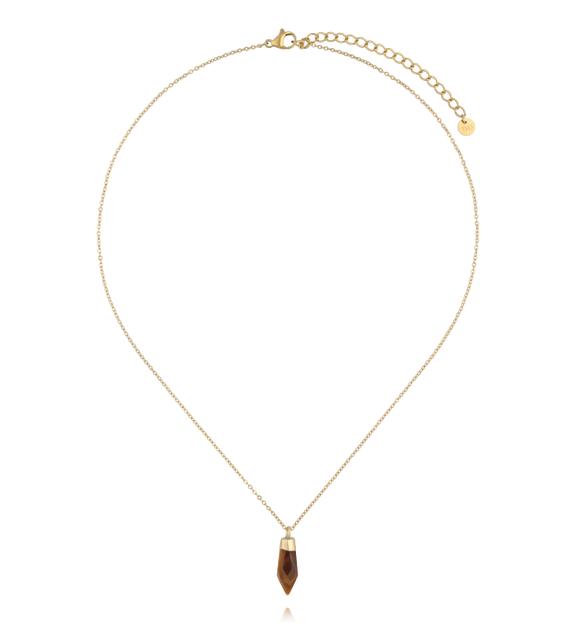 Naszyjnik z tygrysim okiem w złotej oprawie NEA0108