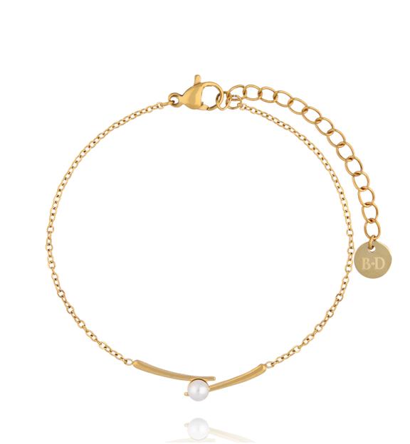 Bransoletka z perłą zamkniętą w złotych liniach BSY0644