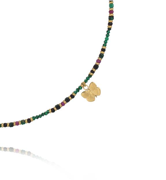 Naszyjnik zielony z motylkiem NTW1545