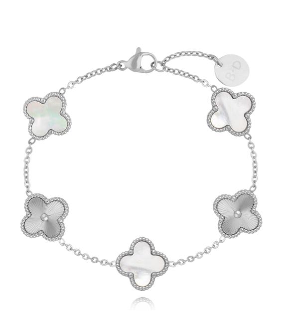 Bransoletka z koniczynkami srebrna Clovers BSY0167