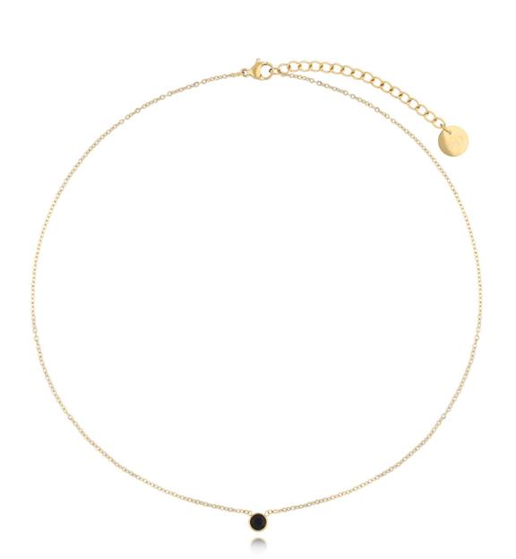Naszyjnik złoty z czarną cyrkonią Black Dot NSA1089