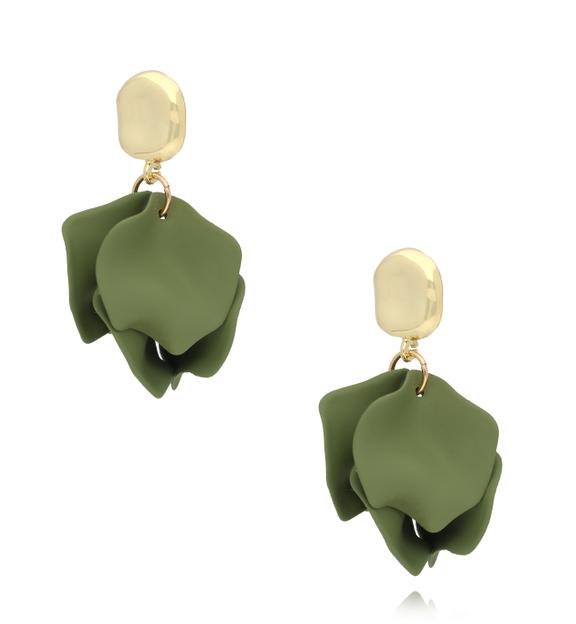 Kolczyki zielone z płatkami Berenika KFF0113
