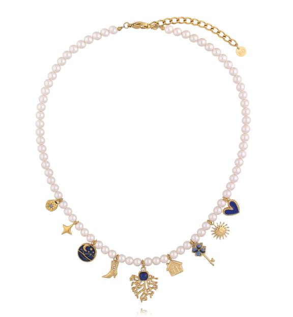 Naszyjnik z pereł z zawieszkami NSY0735