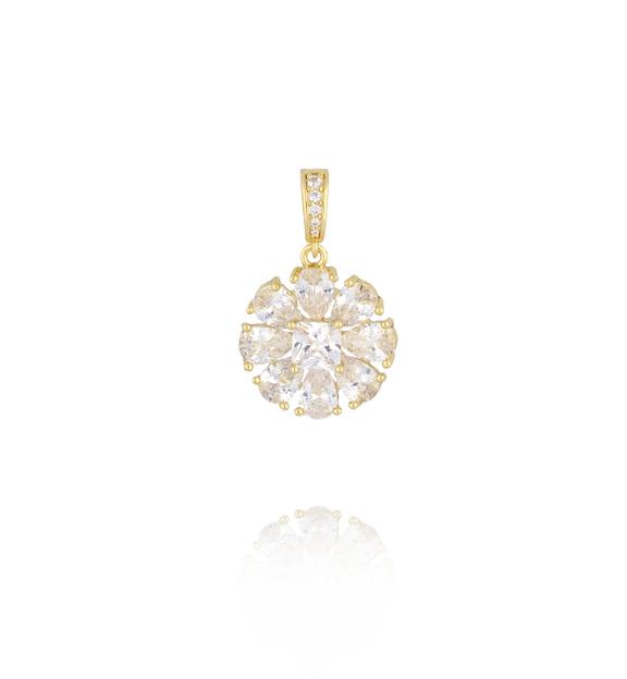 Charms złoty kwiat z kryształami CHSS0046