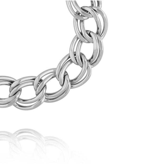 Bransoletka z podwójnych ogniw w srebrnym kolorze BEA0060