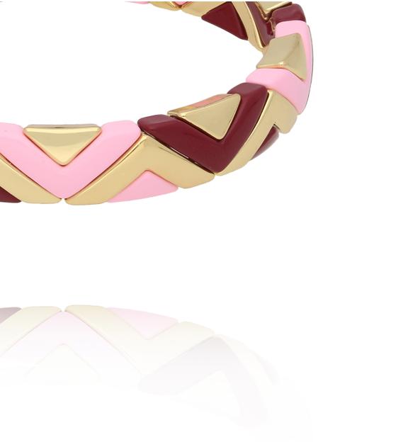 Bransoletka elastyczna  w odcieniach różu, bordo i złota BCR0090