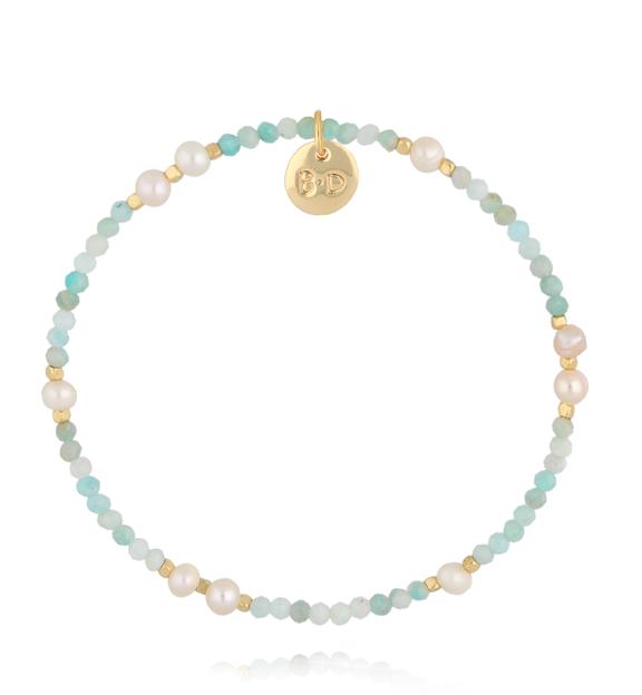 Bransoletka z amazonitami i perłami BTW3616
