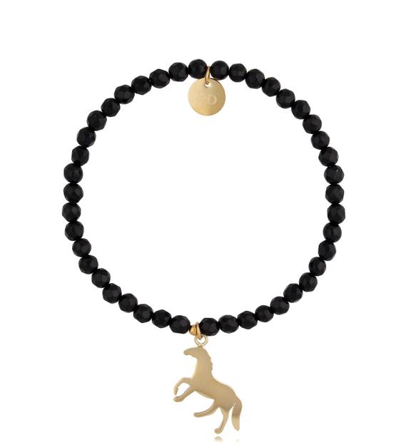 Bransoletka czarna z koniem Serene BSC1051