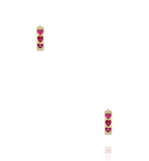 kolczyki kółka z różowymi serduszkami KSS2208