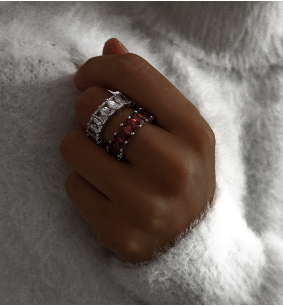 Pierścionek srebrny z kryształkami PRG0136 Rozmiar 10