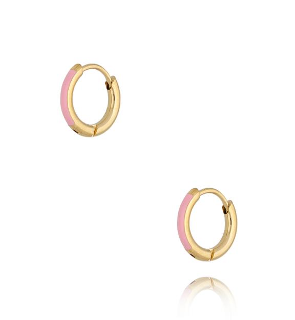 Kolczyki złote koła z różową emalią Enamel Small Hoops KSA0803