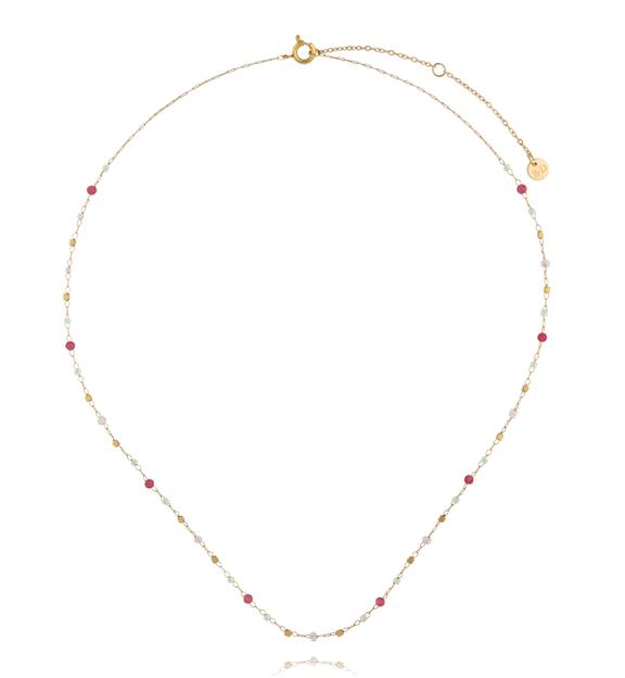 Naszyjnik na złotym łańcuszku z kolorowym jadeitem NEA0089