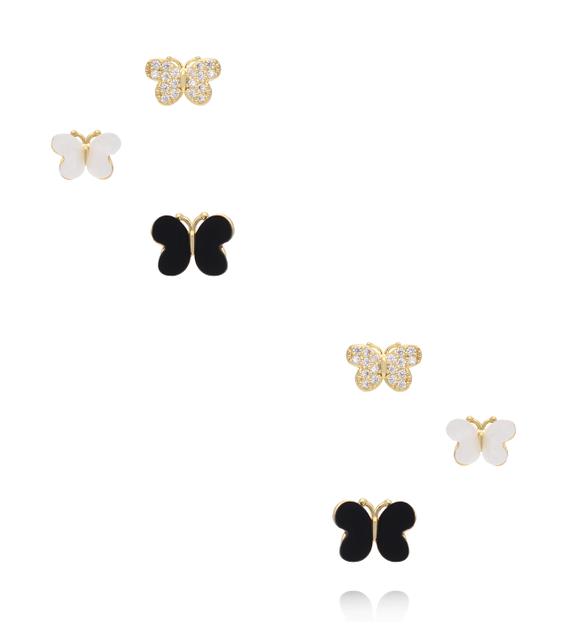 Zestaw złoconych kolczyków motylków KMB0030