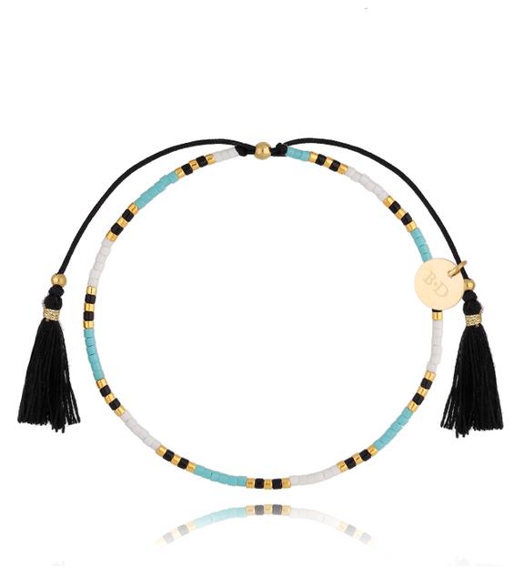 Bransoletka turkusowo biała z chwostami Beads BSC1256