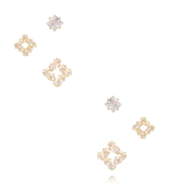Zestaw kolczyków z geometrycznymi kryształami KMB0053