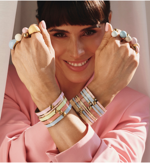 Bransoletka obręcz z emalią masełkową BSA0980