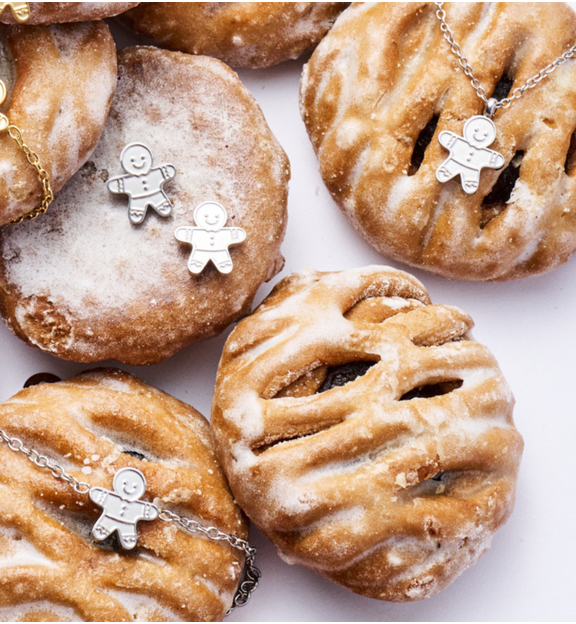 Zestaw świątecznej biżuterii ze srebrnymi pierniczkami ZN0058
