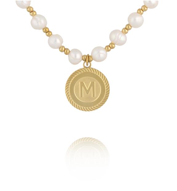 Naszyjnik z pereł z literką M NPE0380