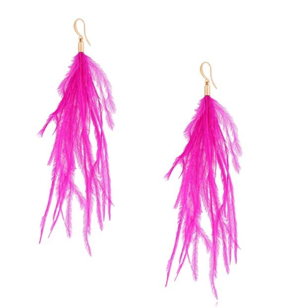Kolczyki fuksjowe z piórkami Neboo KFF0031