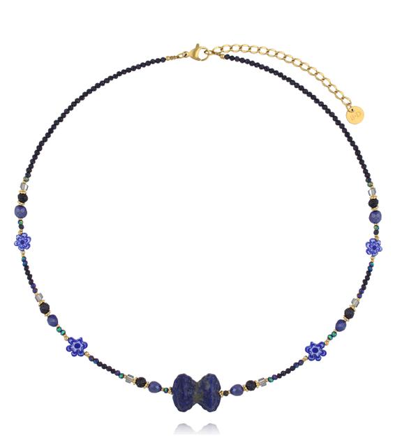 Naszyjnik z lapisami i kokardką NPA1560