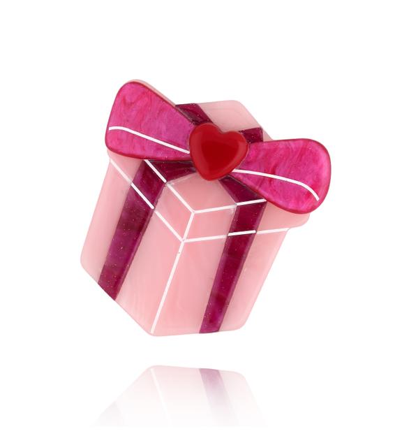 Broszka różowa z prezentem Gift of Love BRZA0052