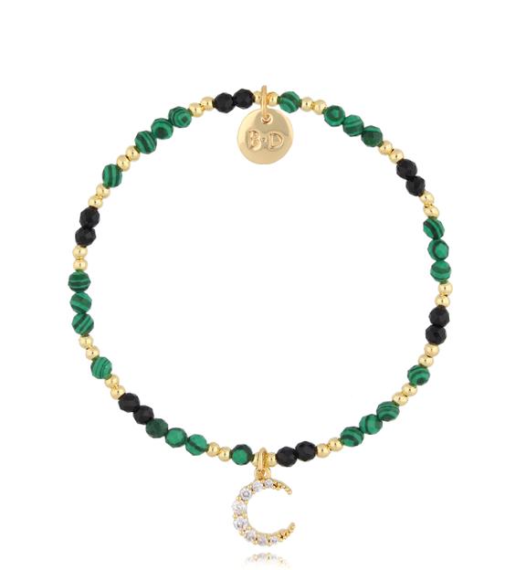 Bransoletka z malachitami i księżycem BTW3002