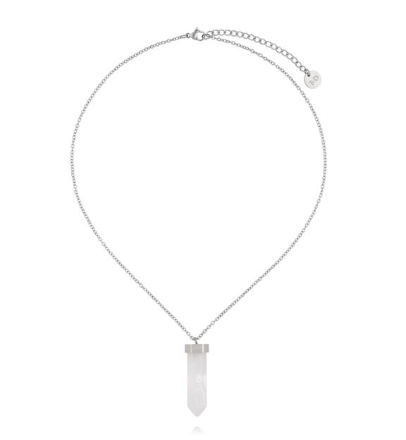 Naszyjnik z kwarcem na srebrnym łańcuszku NLB0371