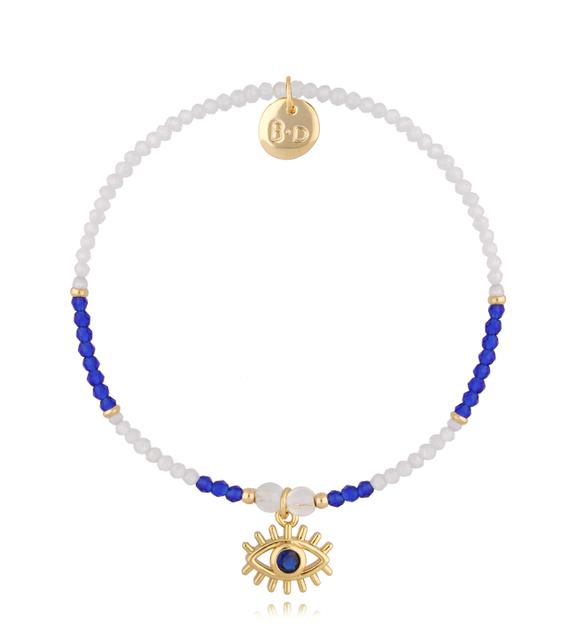 Bransoletka biało granatowa z okiem Lucerne BTW1326