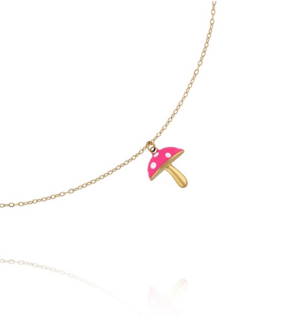 Naszyjnik dla dziewczynki z zawieszką różowego muchomorka NSY0811