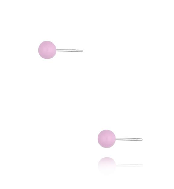 Kolczyki kulki z liliową emalią 4 mm Enamel Balls KSA1703