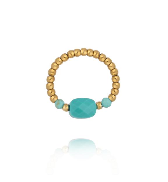 Pierścionek elastyczny z amazonitem PTW0601