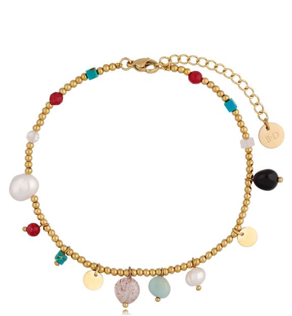 Bransoletka na nogę złota z kamieniami Violette BNSC0036