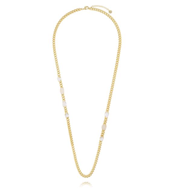 Naszyjnik łańcuch z białymi kryształkami NS0407