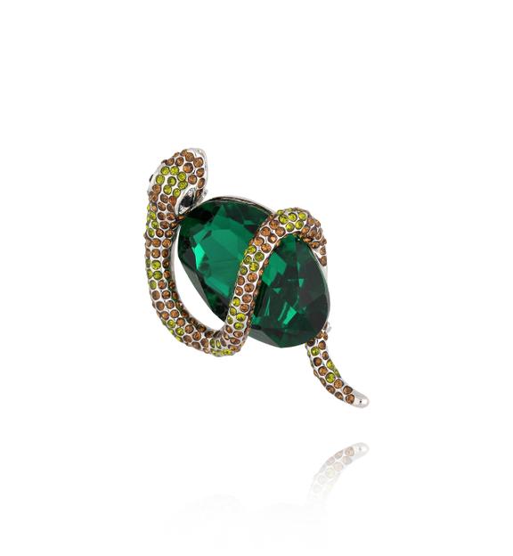 Broszka z wężem i kryształem Green Snake BRSS0122