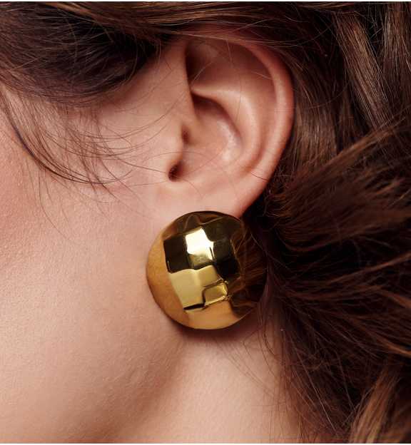 Kolczyki kule złote duże fasetowane KSY0398