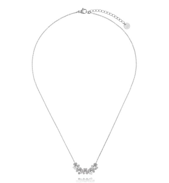Naszyjnik z kwiatuszkami srebrny NSY0875