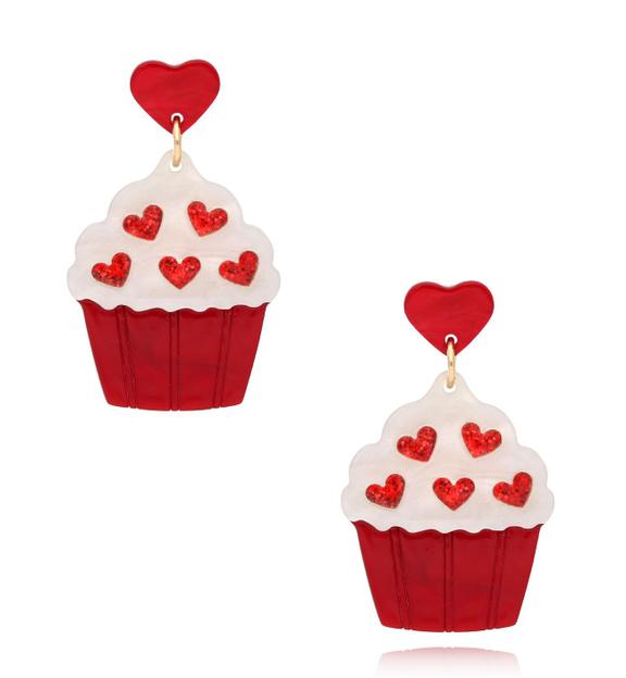 Kolczyki czerwone babeczki Cupcake KZA0206