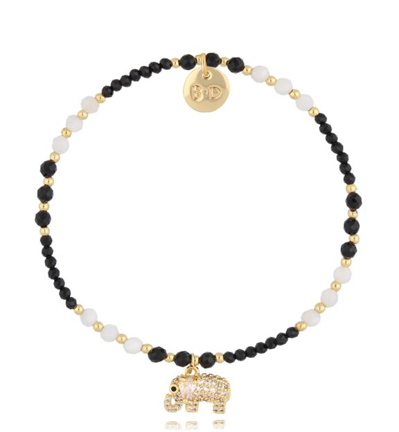 Bransoletka złota z kamieniami księżycowymi i słonikiem Cimarron BTW2783