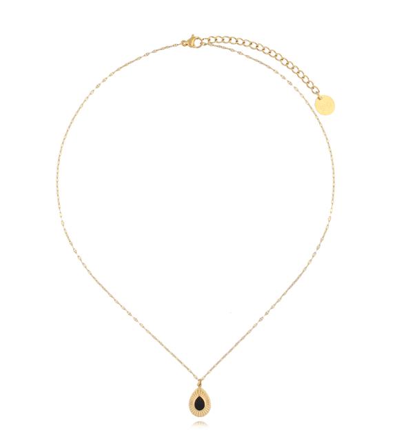 Naszyjnik złoty z czarną zawieszką Mobara NSY0118