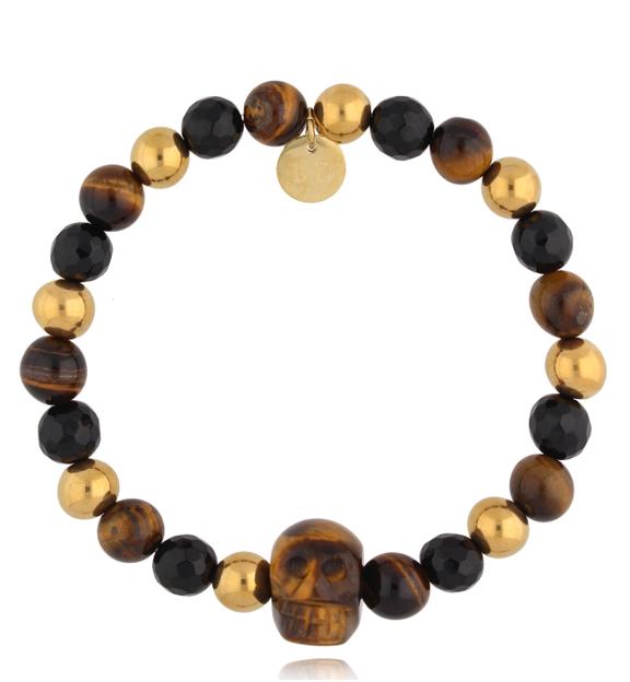 Bransoletka z tygrysim okiem i czaszką BMITC0813