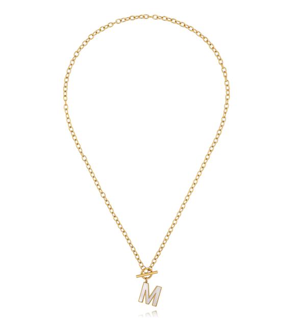 Naszyjnik z literą M i zapięciem toggle NSY0864