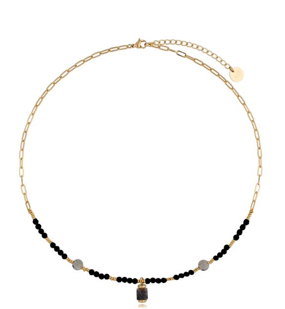 Naszyjnik czarny z agatami Origin NSC0235