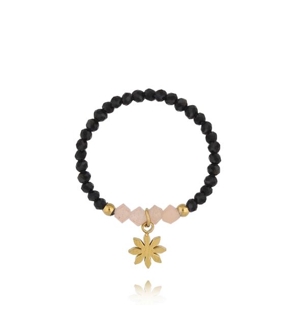 Pierścionek z turmalinami i kamieniami słonecznymi PTW0453