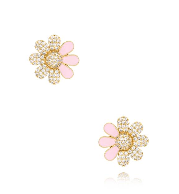 Kolczyki różowe z kwiatkiem Fleur Rose KSS1511